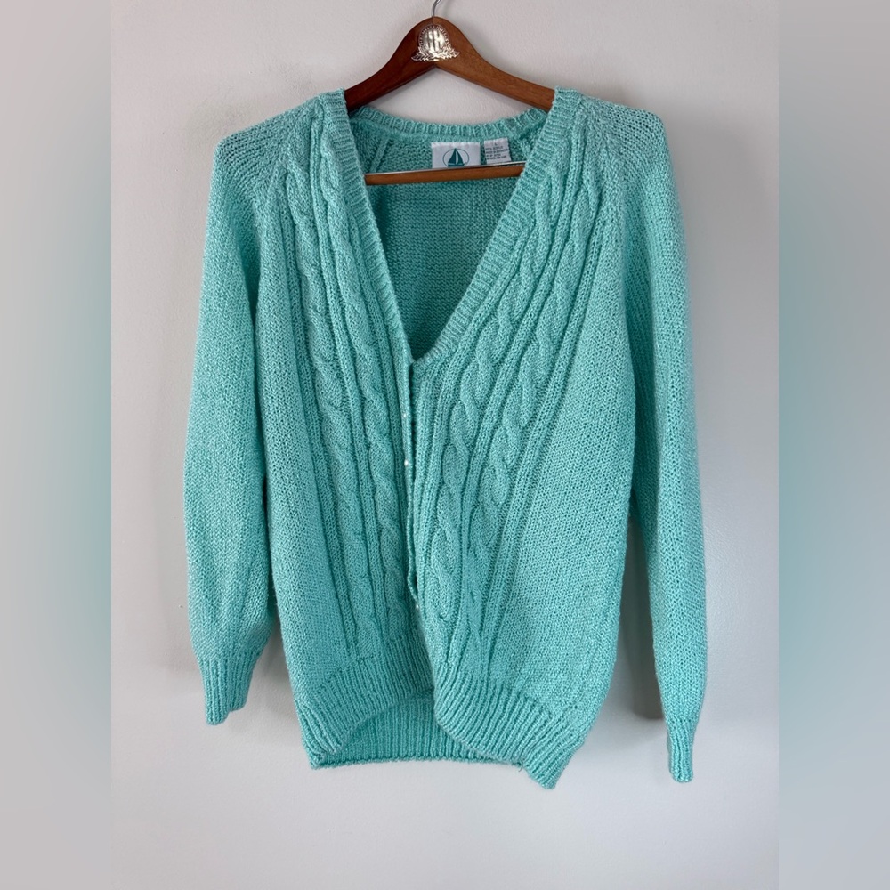 Spring Harbor Vintage Women's Cable Knit Cardigan pearl buttons size large
